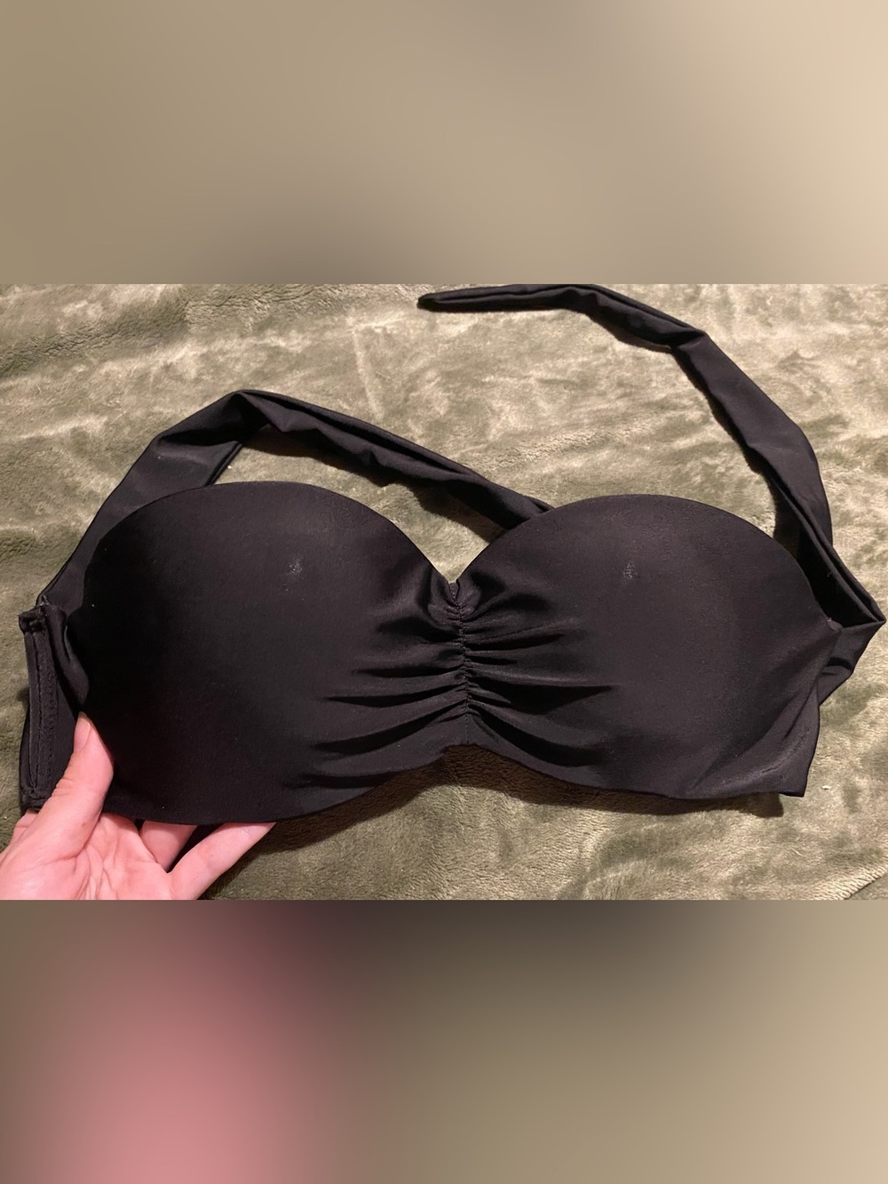 Black Bandeau Bikini Top with Removable Halter